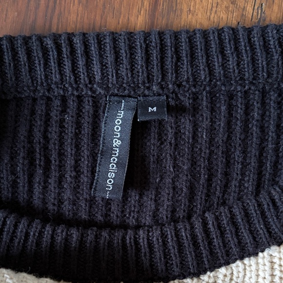 moon & madison Colorblock Cable Knit Sweater in Black, Cream, Red, Yellow - Picture 3 of 3